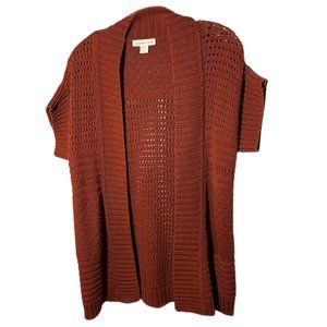 Coldwater Creek  rust / burnt orange short sleeved sweater jacket